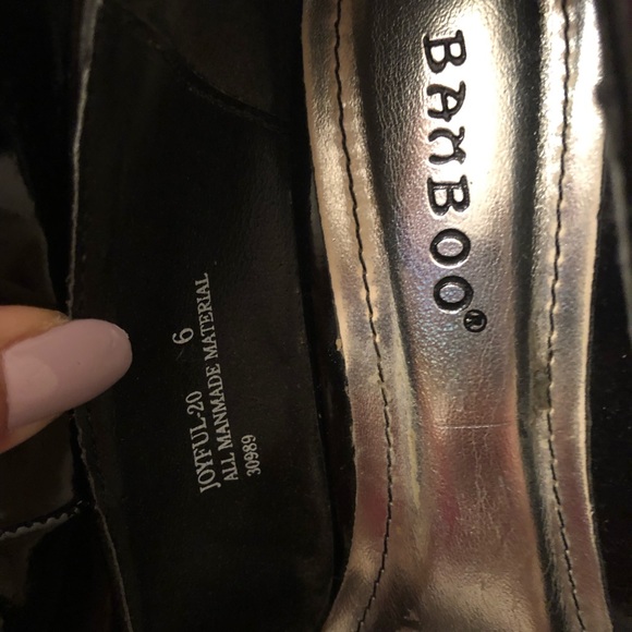 Bamboo Black Patent Wedges - Picture 7 of 8